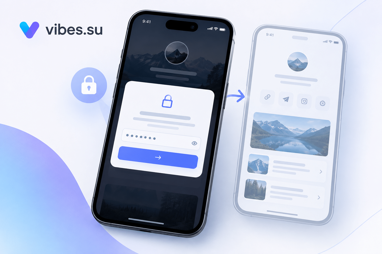 Smartphone showing a password prompt on a bio page before content is revealed